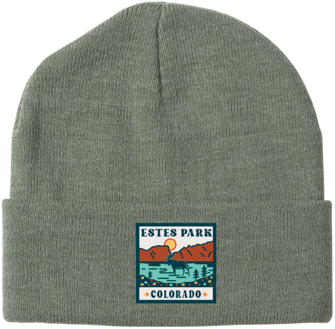 Estes Park Scene Patch Beanie